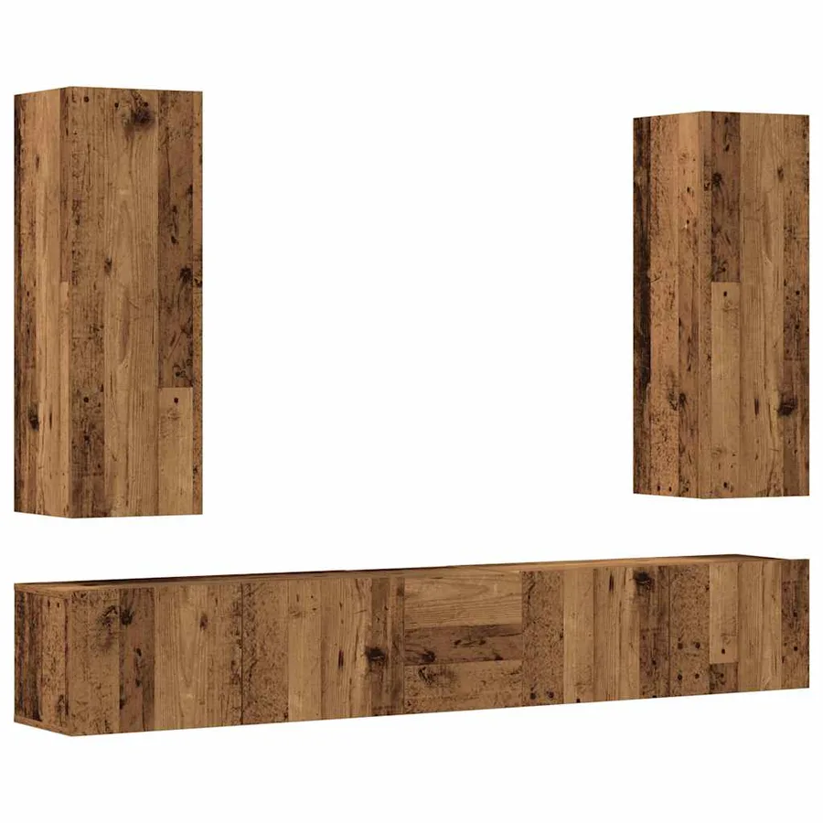 Ensemble de meuble TV mural 5 pcs vieux bois bois d'ingénierie - 2