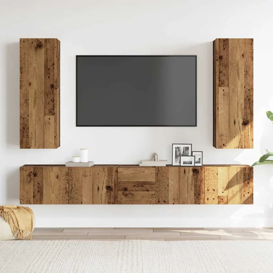 Ensemble de meuble TV mural 5 pcs vieux bois bois d'ingénierie - 3
