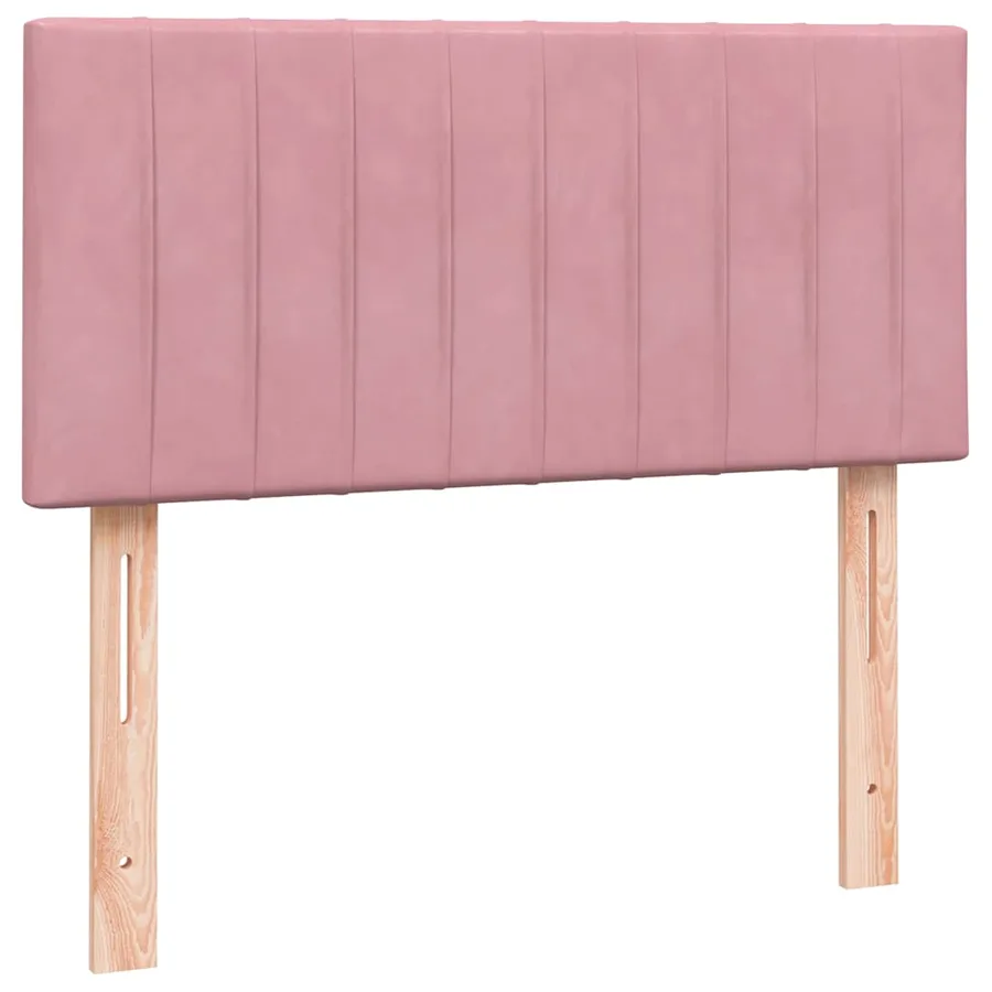 Sommier à lattes de lit avec matelas rose 80x210 cm velours - 7