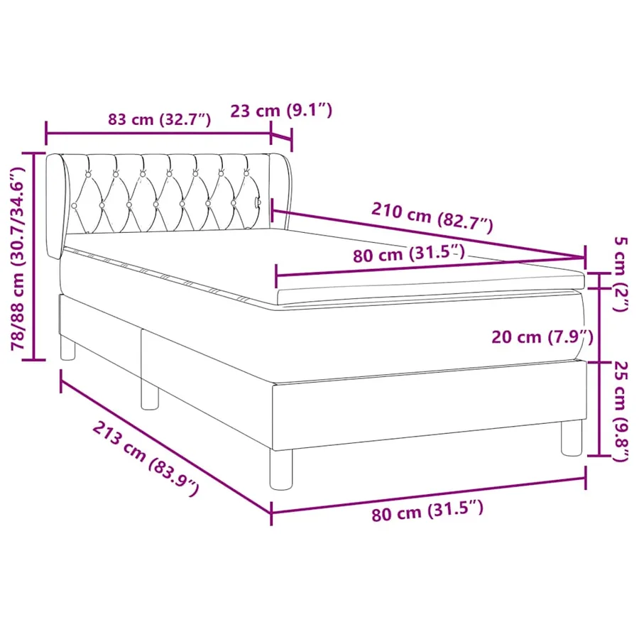 Sommier à lattes de lit et matelas gris clair 80x210 cm velours - 12