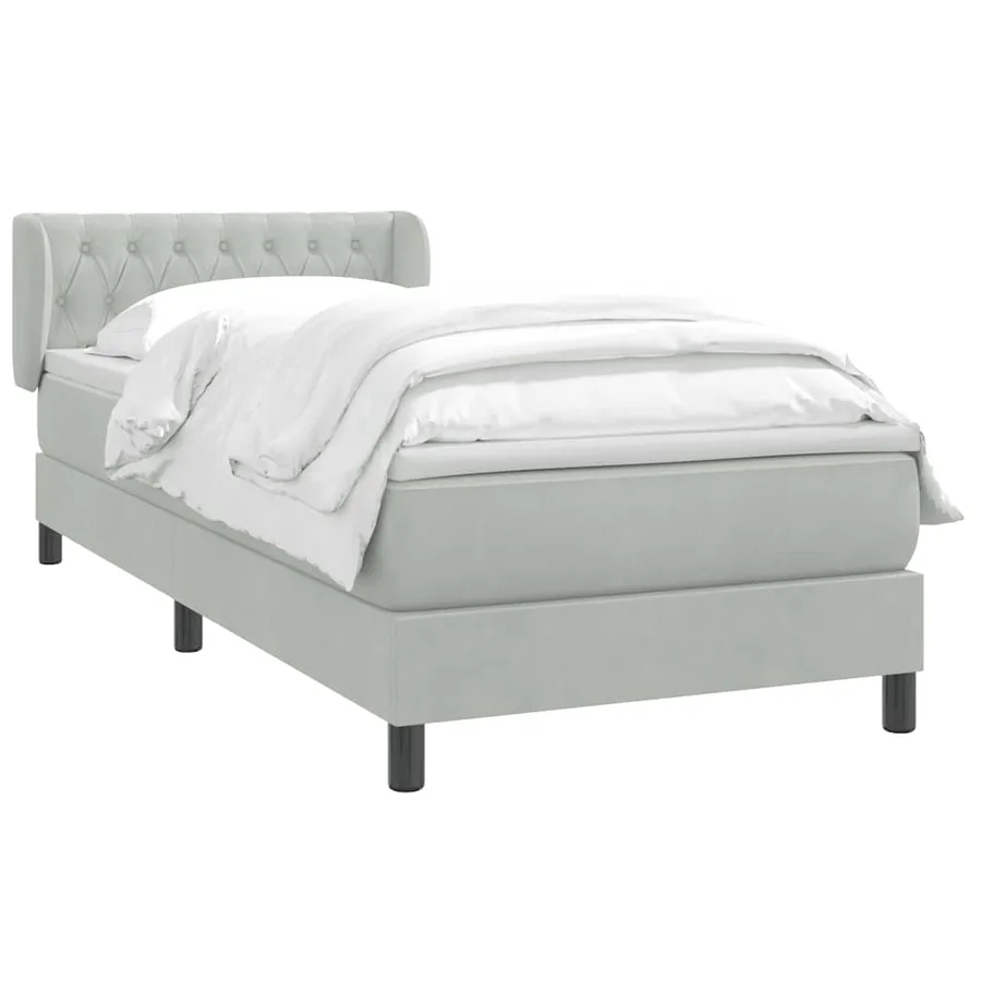 Sommier à lattes de lit et matelas gris clair 80x210 cm velours - 3