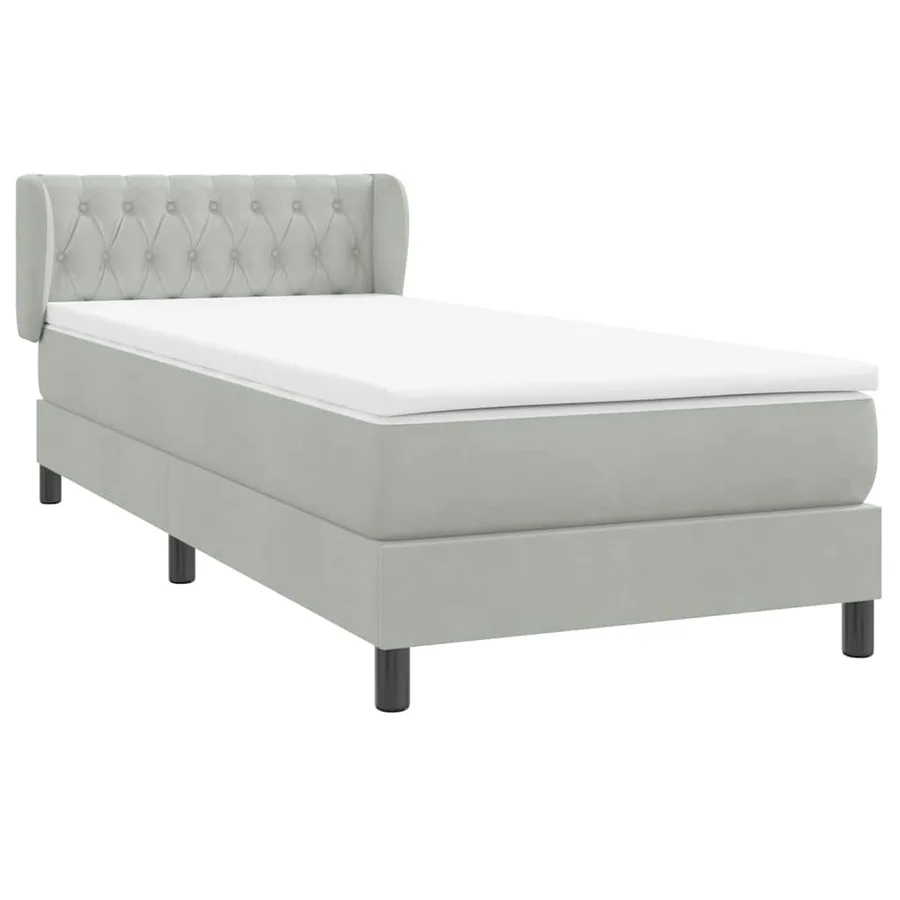 Sommier à lattes de lit et matelas gris clair 80x210 cm velours - 4