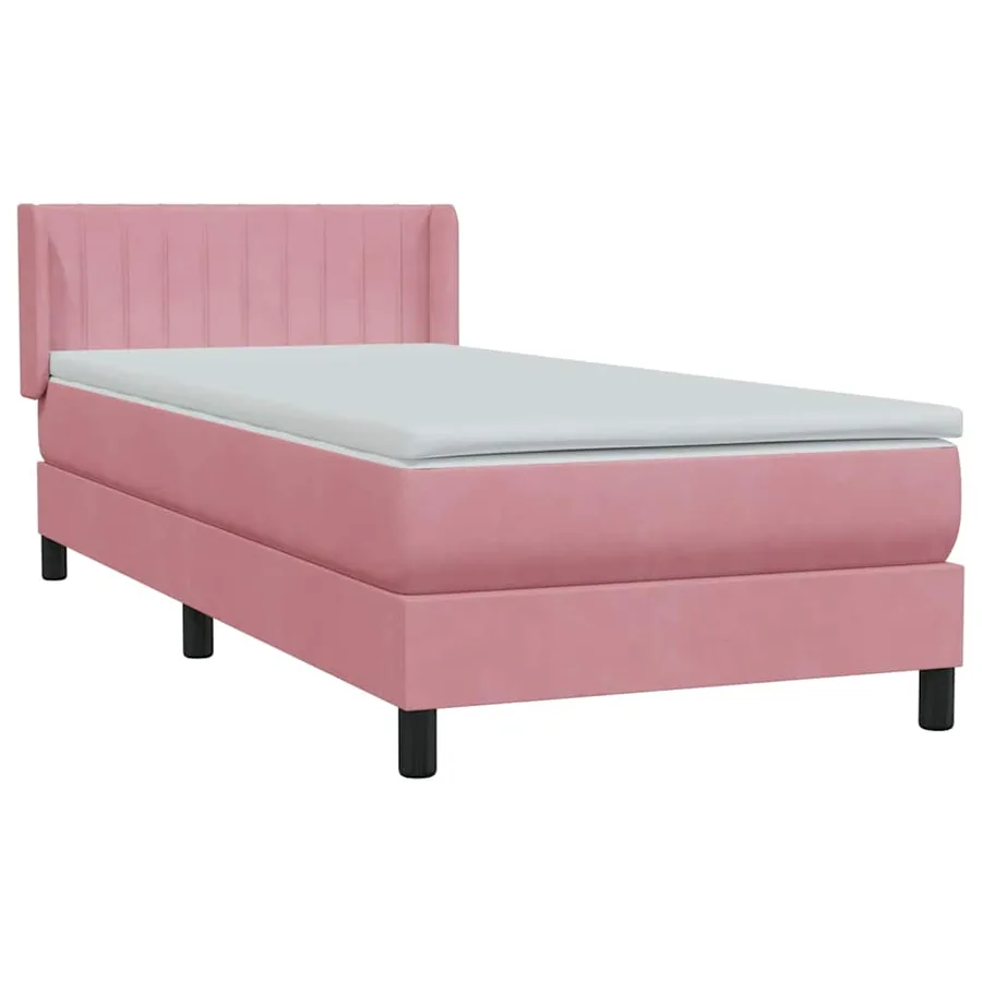 Sommier à lattes de lit avec matelas rose 80x210 cm velours - 4