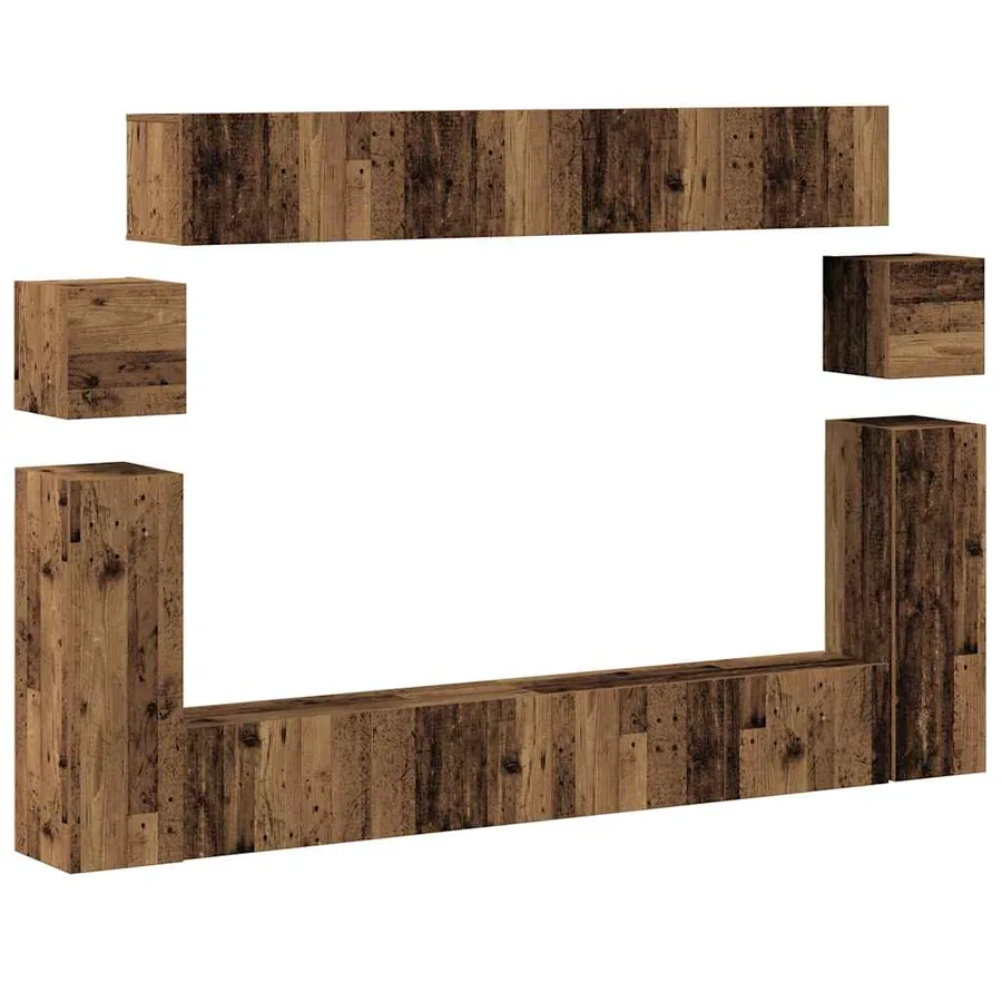 Ensemble de meuble TV mural 8 pcs vieux bois bois d'ingénierie - 2