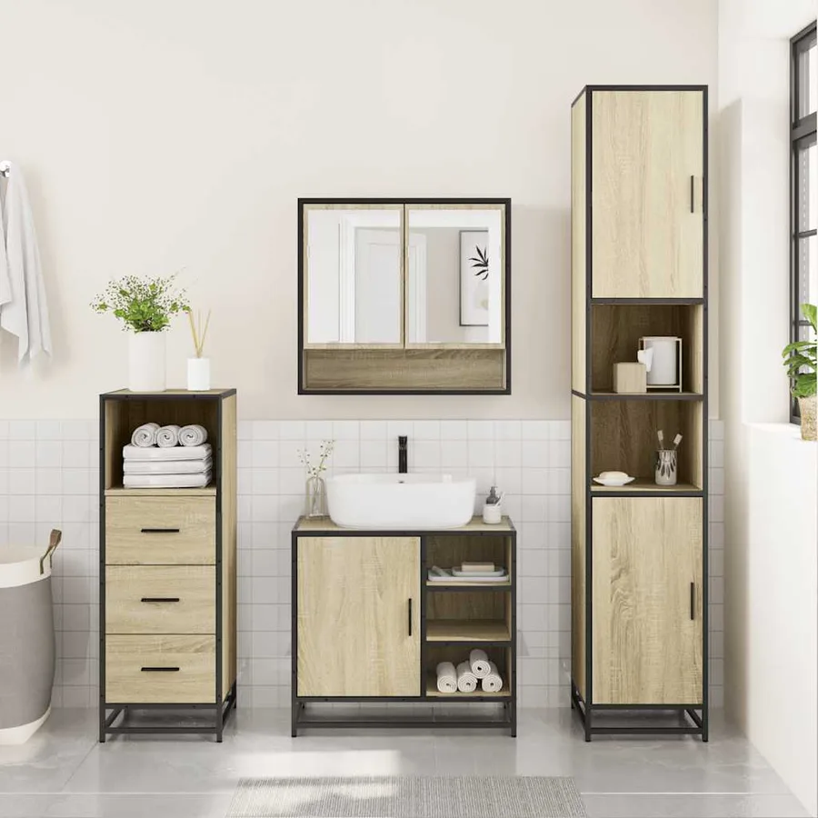 Ensemble de meubles de salle de bain 3 pcs chêne sonoma - 3