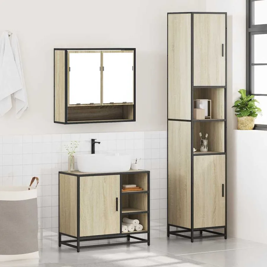 Ensemble de meubles de salle de bain 3 pcs chêne sonoma - 4
