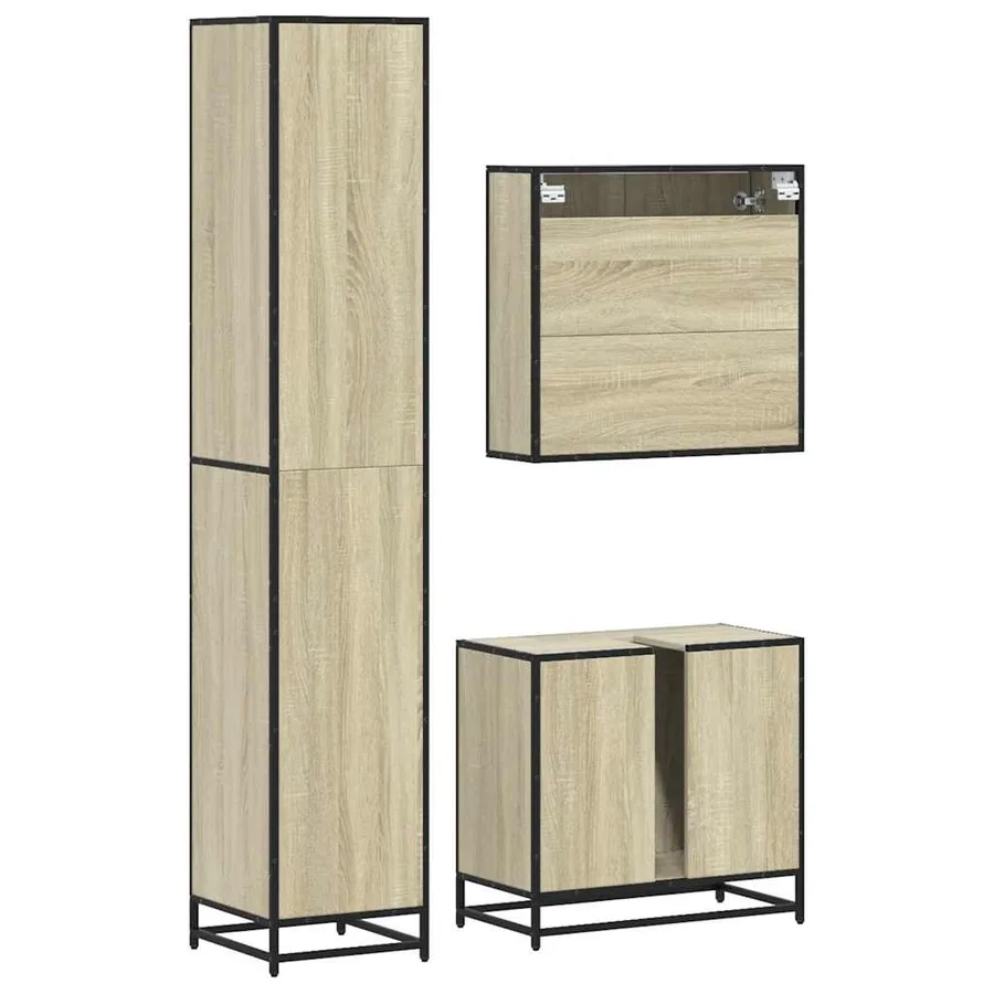 Ensemble de meubles de salle de bain 3 pcs chêne sonoma - 7
