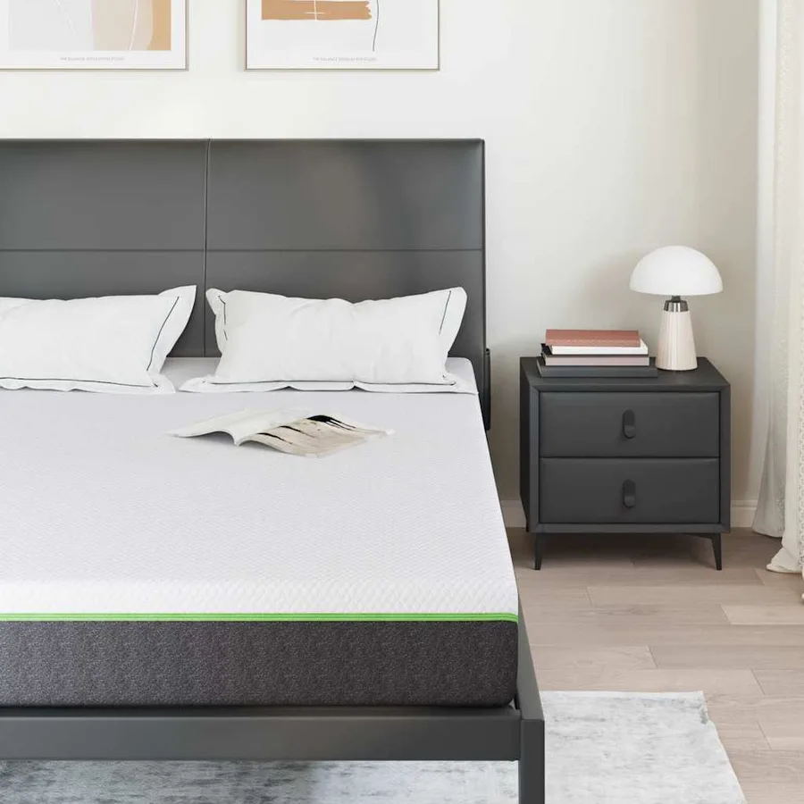 Matelas Blanc et Gris 140 x 190 cm Tissu jacquard - 3
