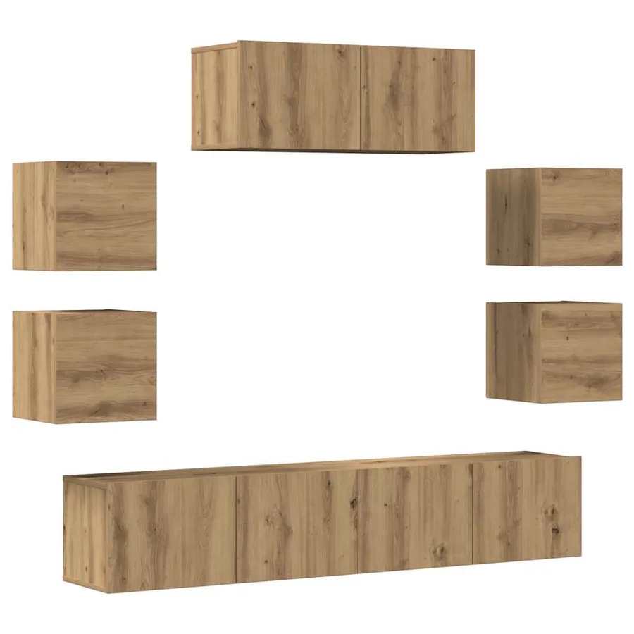 Ensemble de meuble TV mural 7 pcs chêne artisanal - 2