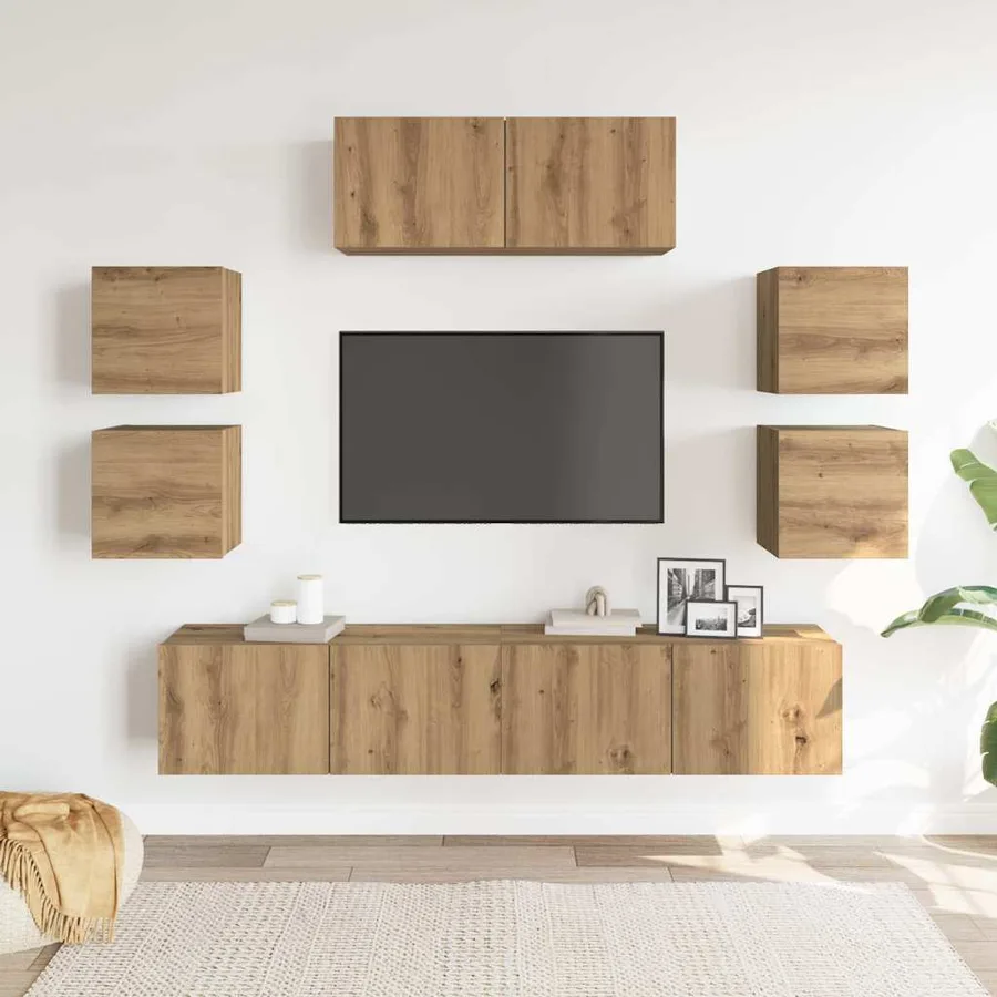 Ensemble de meuble TV mural 7 pcs chêne artisanal - 3
