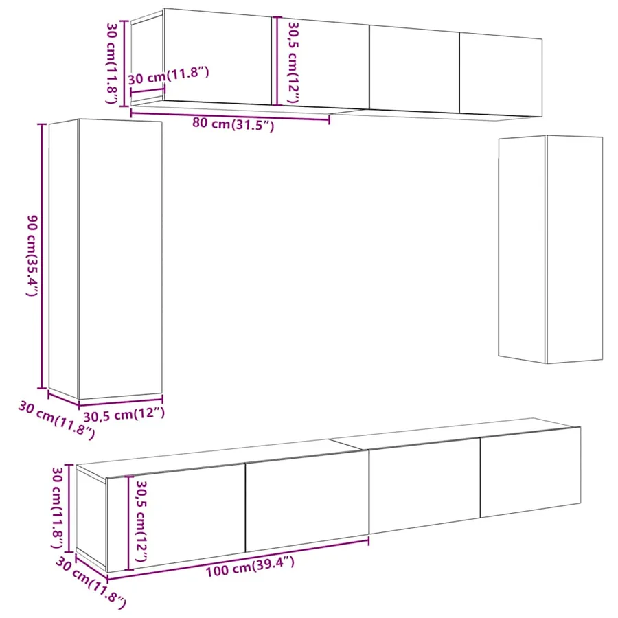 Ensemble de meuble TV mural 6 pcs chêne artisanal - 11