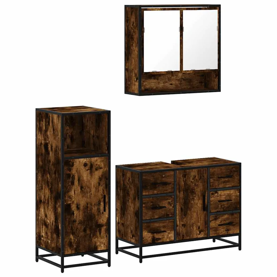 Ensemble de meubles de salle de bain 3 pcs Chêne fumé - 2