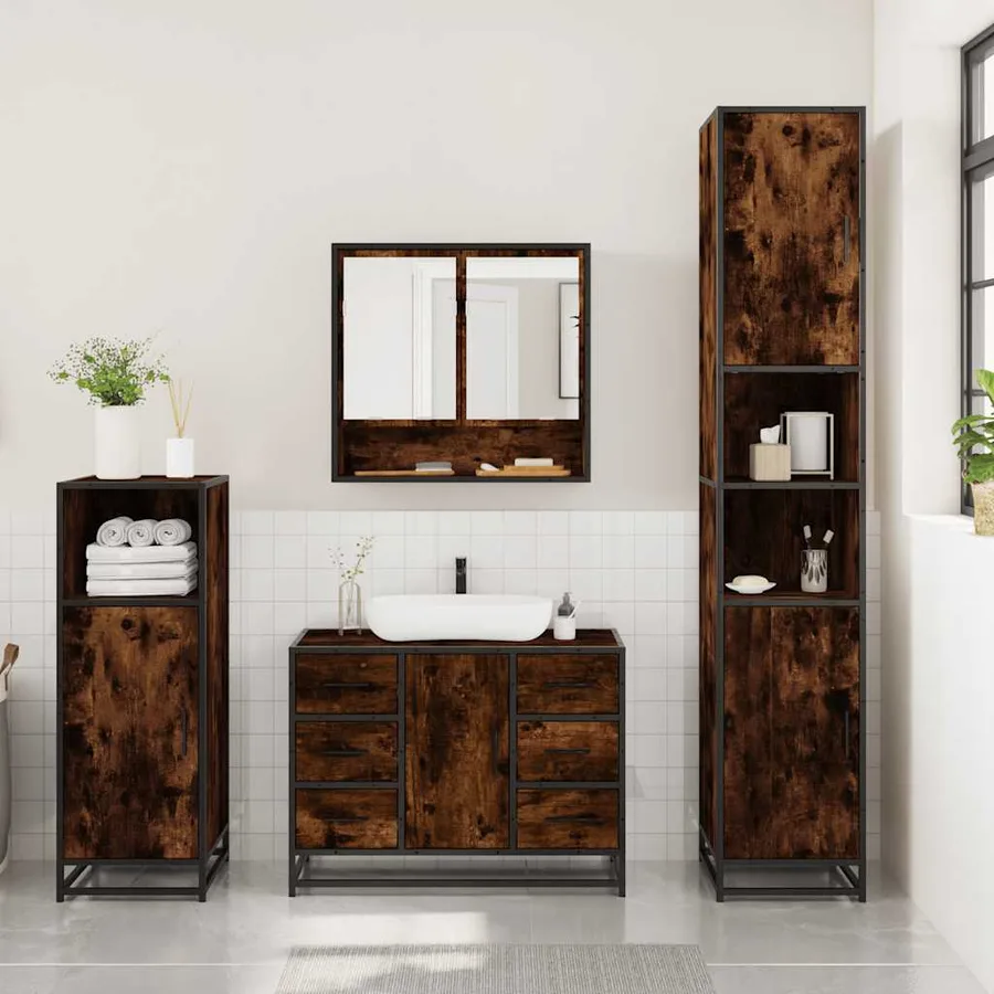 Ensemble de meubles de salle de bain 3 pcs Chêne fumé - 3