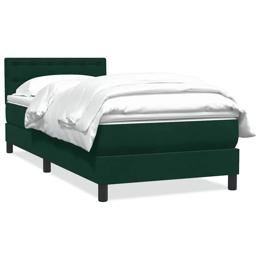 Sommier à lattes de lit et matelas vert foncé 90x210 cm velours - 2
