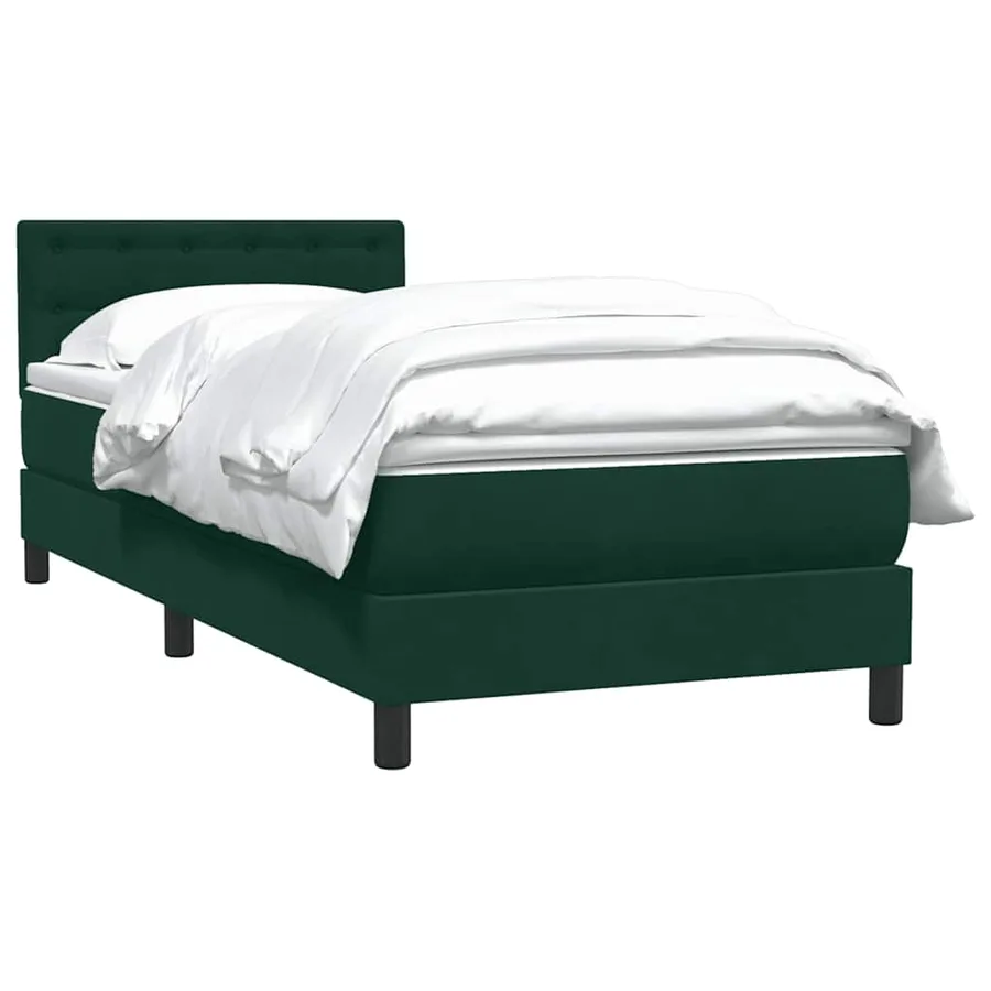 Sommier à lattes de lit et matelas vert foncé 90x210 cm velours - 3