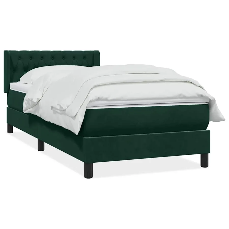 Sommier à lattes de lit et matelas vert foncé 90x210 cm velours - 2