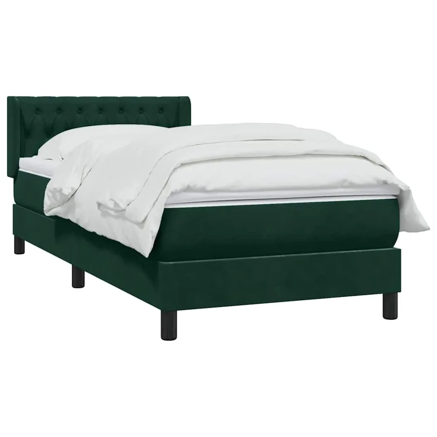 Sommier à lattes de lit et matelas vert foncé 90x210 cm velours - 3