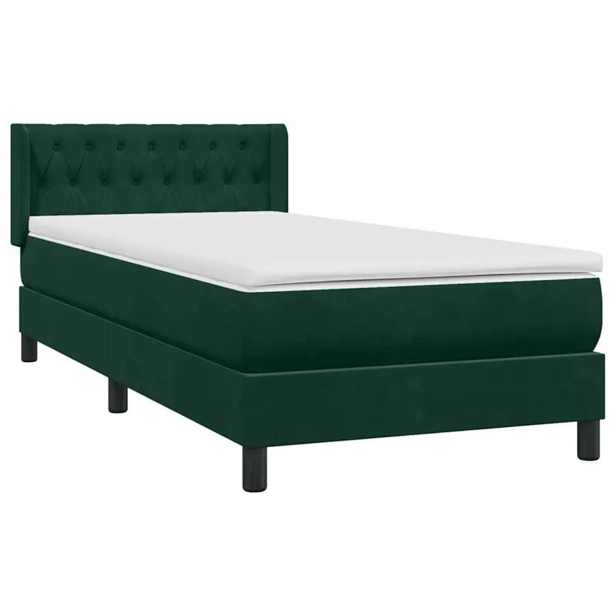Sommier à lattes de lit et matelas vert foncé 90x210 cm velours - 4