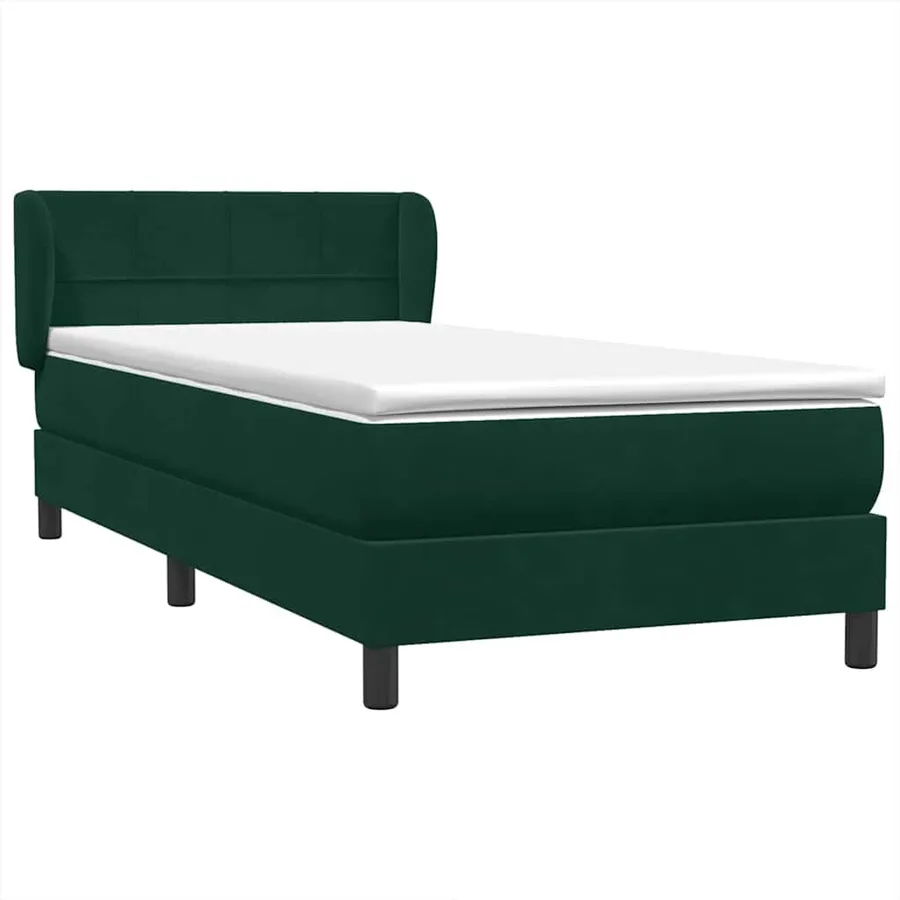 Sommier à lattes de lit et matelas vert foncé 90x210 cm velours - 4