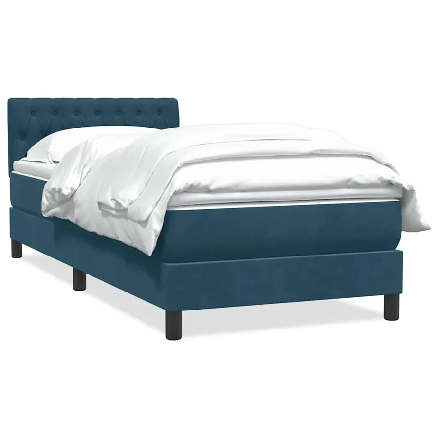 Sommier à lattes de lit et matelas bleu foncé 90x210 cm velours - 2