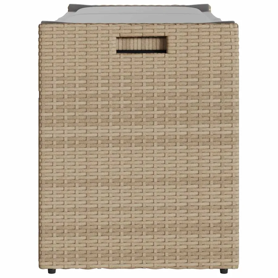 Banc de rangement extérieur coussin beige 100 cm résine tressée - 5