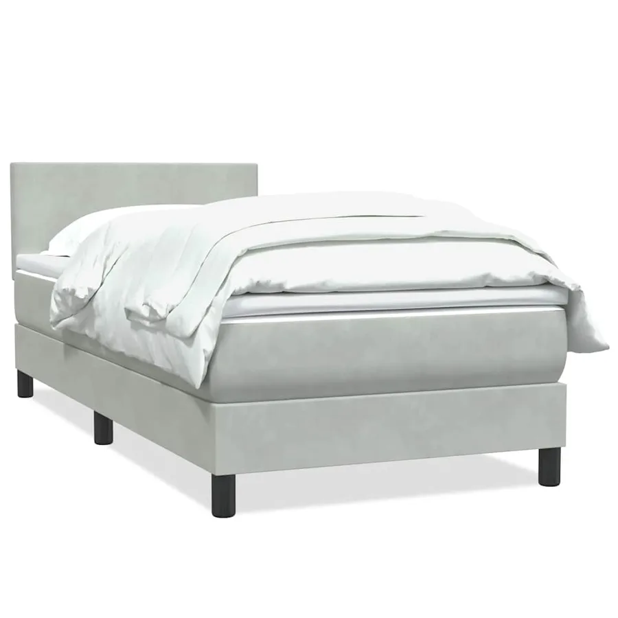 Sommier à lattes de lit et matelas gris clair 80x220 cm velours - 2