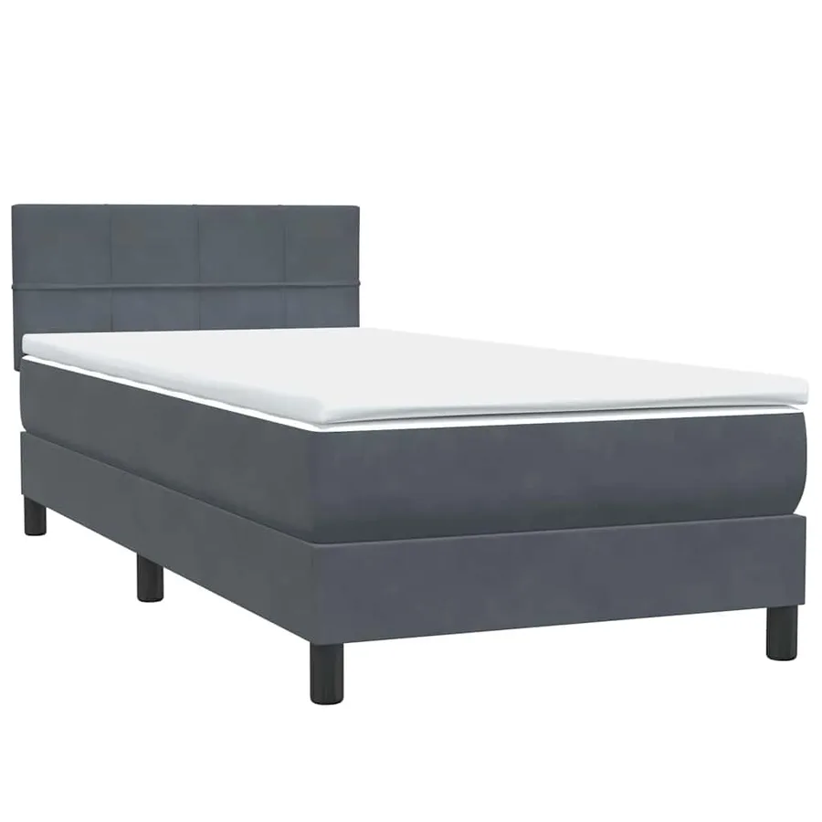 Sommier à lattes de lit et matelas gris foncé 80x210 cm velours - 4
