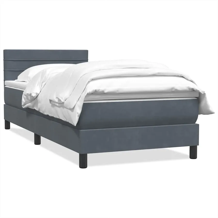 Sommier à lattes de lit et matelas gris foncé 80x210 cm velours - 2