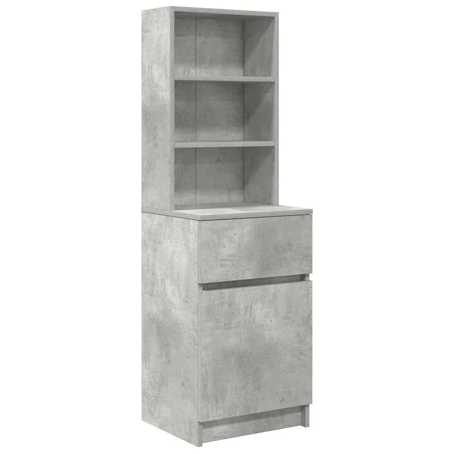 Table de chevet gris béton 39x35x125 cm bois d’ingénierie - 2