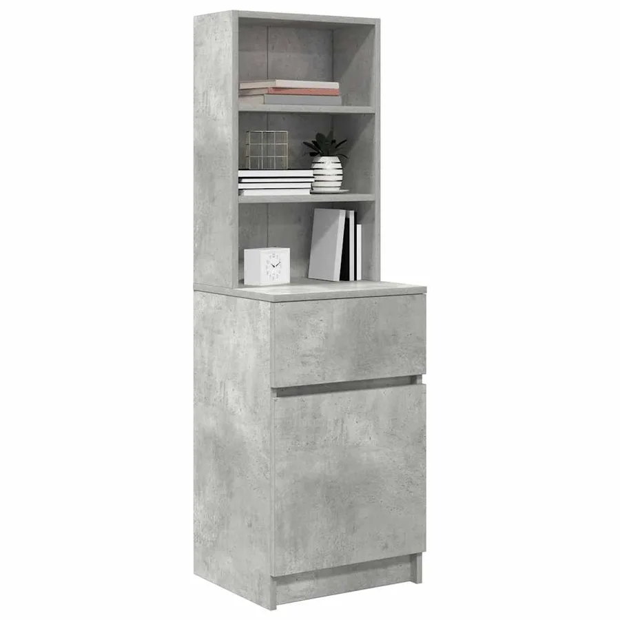 Table de chevet gris béton 39x35x125 cm bois d’ingénierie - 4