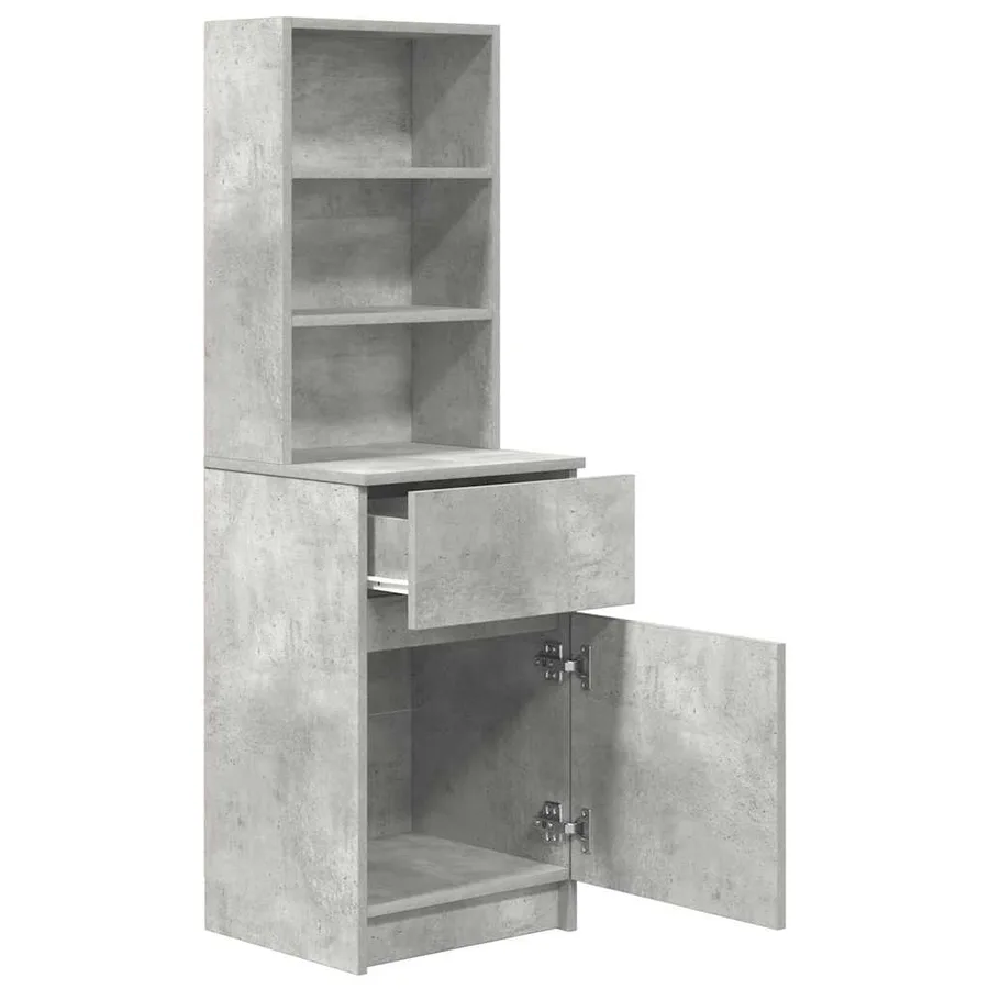 Table de chevet gris béton 39x35x125 cm bois d’ingénierie - 5