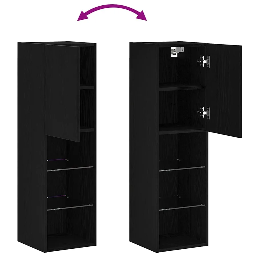 Ensemble meuble TV avec LED Chêne noir 30,5 x 30 x 102 cm - 12