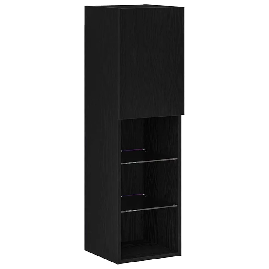 Ensemble meuble TV avec LED Chêne noir 30,5 x 30 x 102 cm - 2