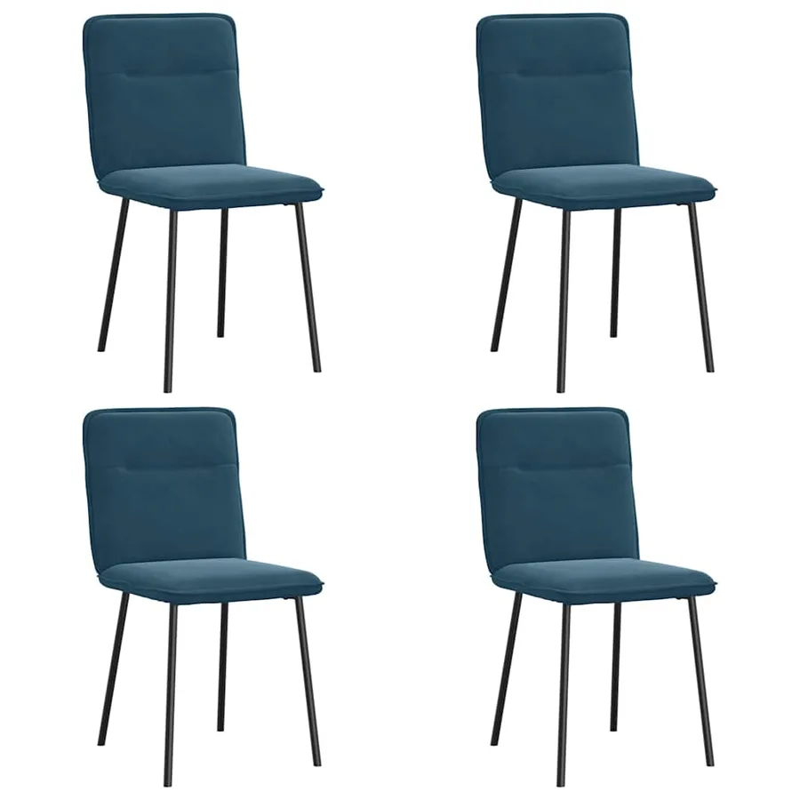 Chaises à manger lot de 4 Bleu Velours - 2