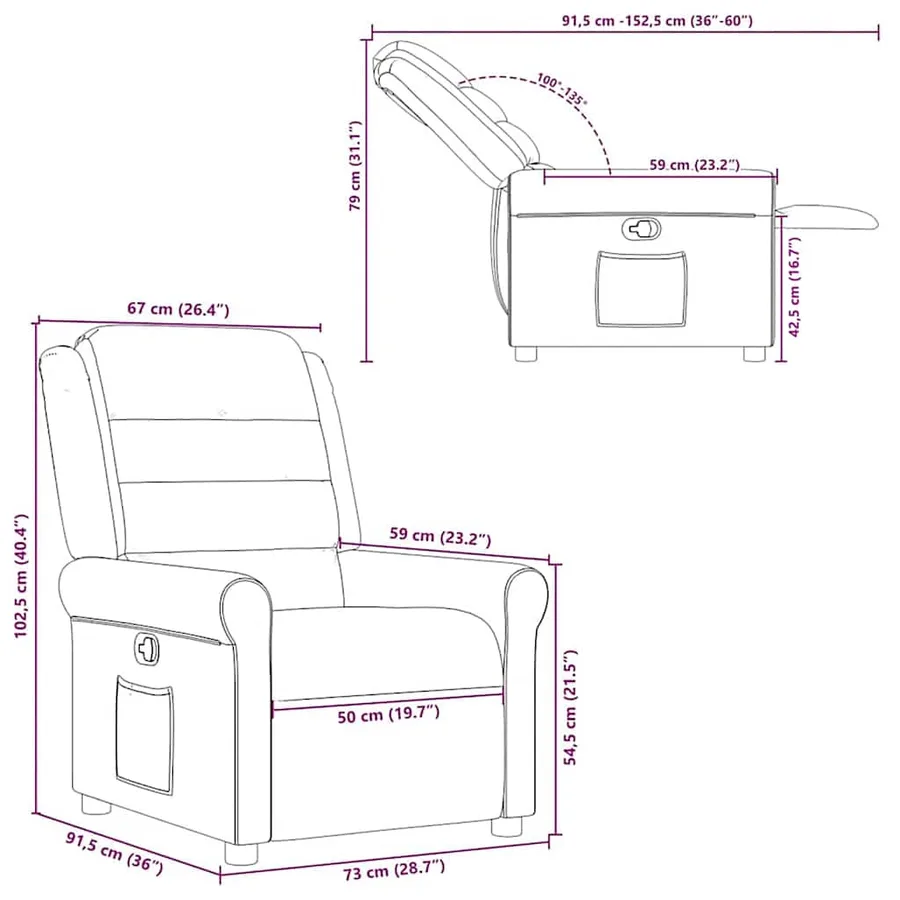 Fauteuil inclinable Taupe Tissu - 11