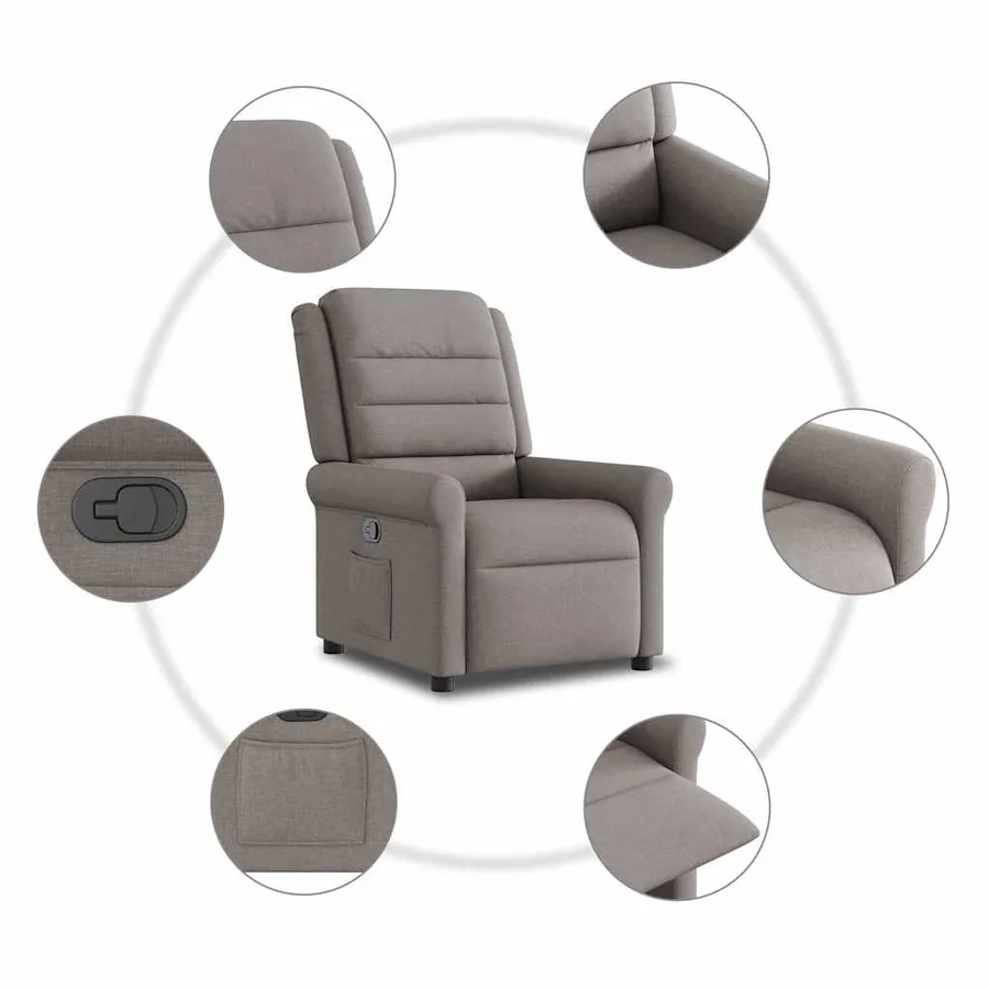 Fauteuil inclinable Taupe Tissu - 9