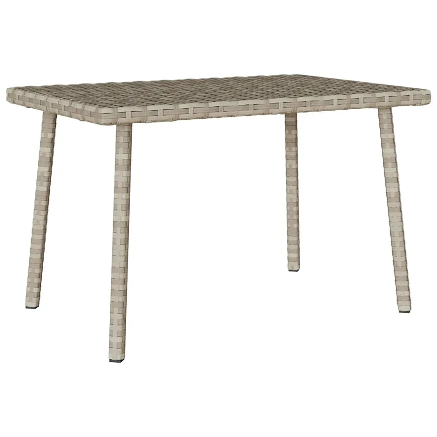 Table basse de jardin rectangulaire gris clair résine tressée - 2