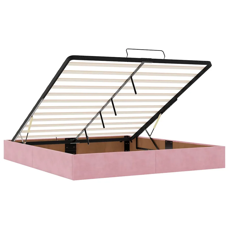 Cadre de lit ottoman sans matelas rose 200x200 cm velours - 10