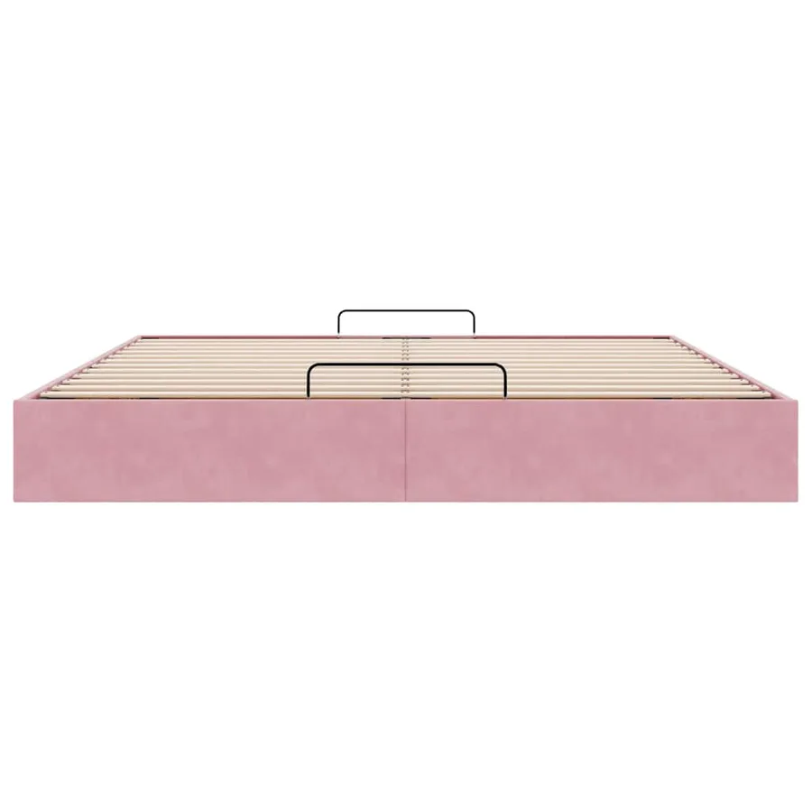 Cadre de lit ottoman sans matelas rose 200x200 cm velours - 7