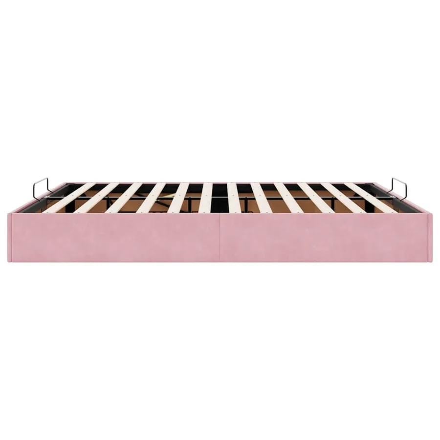 Cadre de lit ottoman sans matelas rose 200x200 cm velours - 8