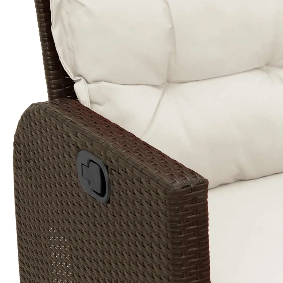 Salon de jardin 3 pcs avec coussins forme L marron polyrotin - 11