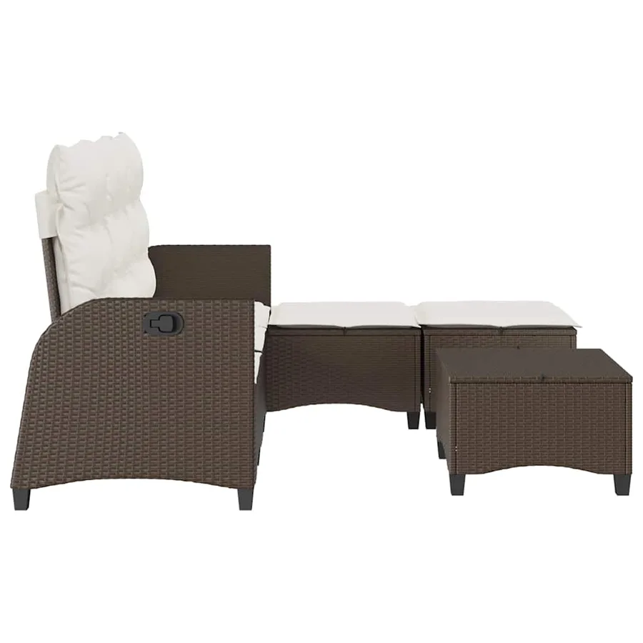 Salon de jardin 3 pcs avec coussins forme L marron polyrotin - 5