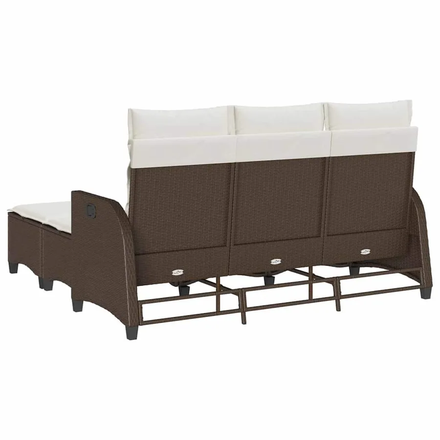 Salon de jardin 3 pcs avec coussins forme L marron polyrotin - 6