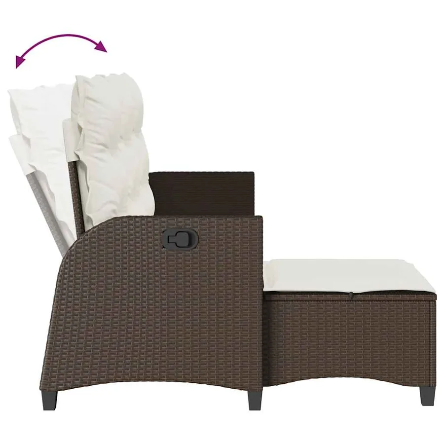 Salon de jardin 3 pcs avec coussins forme L marron polyrotin - 7