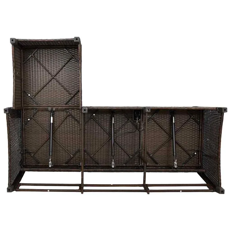 Salon de jardin 3 pcs avec coussins forme L marron polyrotin - 9