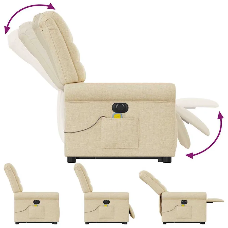 Fauteuil inclinable de massage électrique Crème Tissu - 8