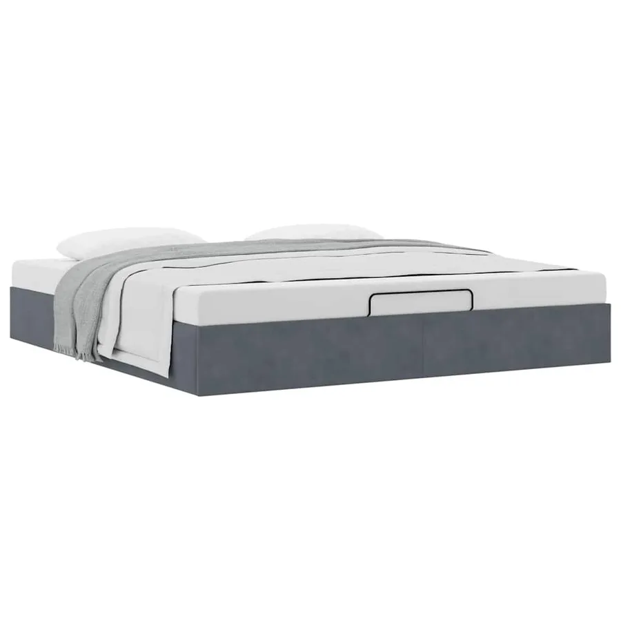 Cadre de lit ottoman sans matelas gris foncé 200x200 cm velours - 5