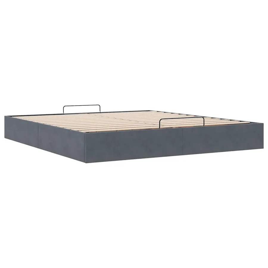 Cadre de lit ottoman sans matelas gris foncé 200x200 cm velours - 6