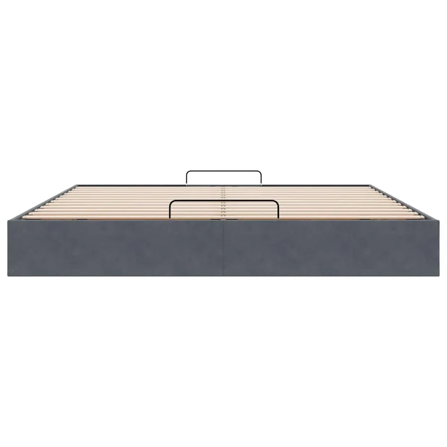 Cadre de lit ottoman sans matelas gris foncé 200x200 cm velours - 7