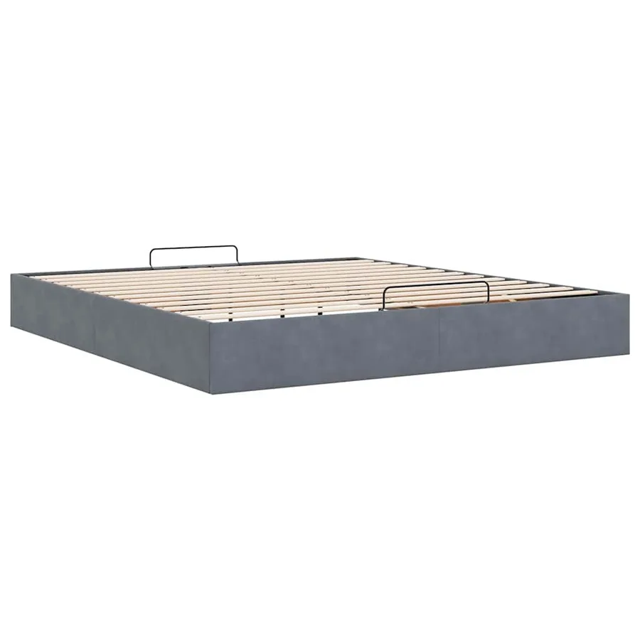 Cadre de lit ottoman sans matelas gris foncé 200x200 cm velours - 9